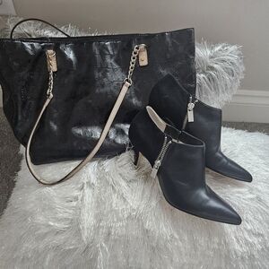 Pre loved shining black Michael Kors tote/ purse shoes sold separately